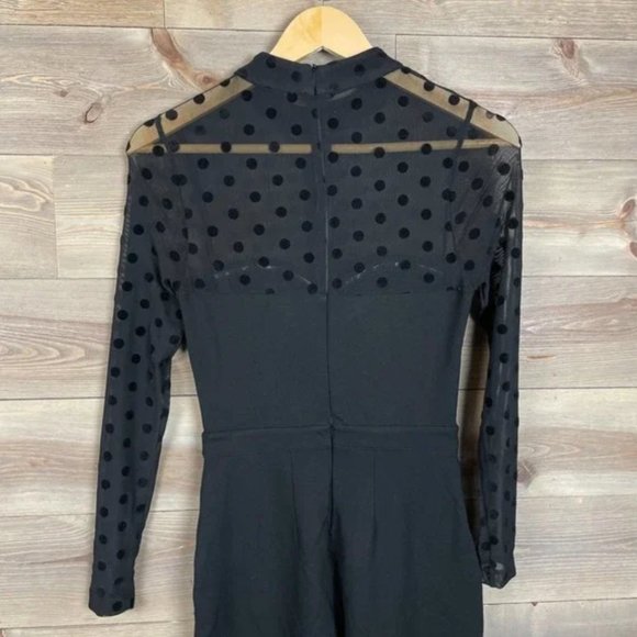 French Connection Lea Mesh Black Polka Dot Jumpsuit Sz 4 - Picture 8 of 10